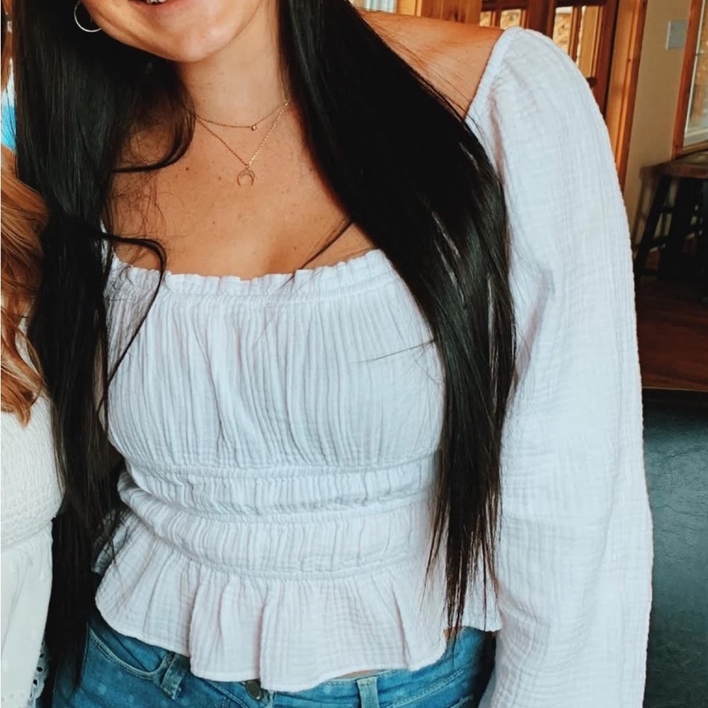 Women’s White Smocked Crop Top